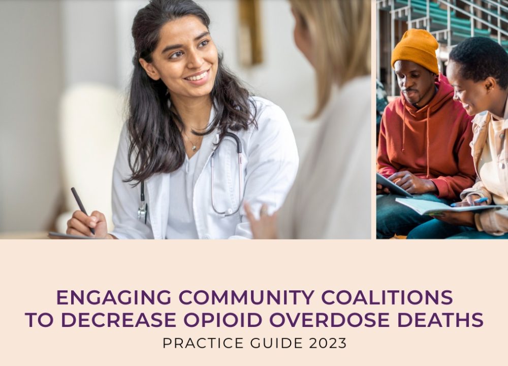 Healthcare provider and community members collaborating, representing the 2023 practice guide on engaging coalitions to reduce opioid overdose deaths.