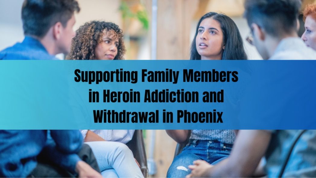 A group of diverse individuals in a support circle discusses challenges, representing support for family members dealing with heroin addiction and withdrawal in Phoenix.