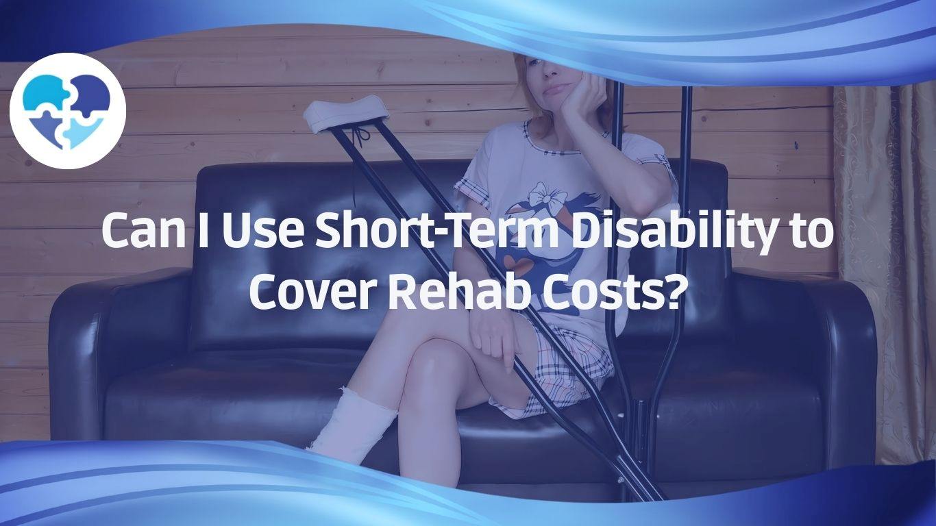 Woman with crutches and leg injury sitting on a couch, reflecting challenges of using short-term disability insurance for rehab.